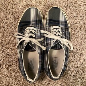 Vans Blue and White Plaid Sneakers